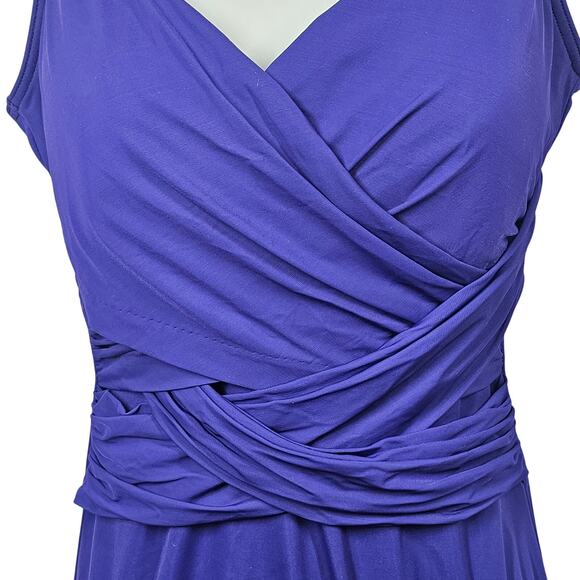 Lands' End SlenderSuit Wrap One Piece Swimsuit in Blackberry Women's Size 10 - Picture 2 of 9